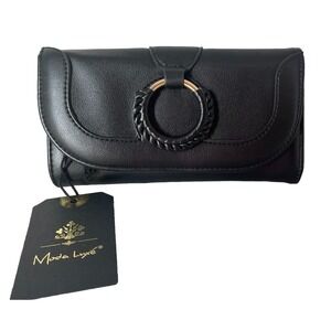 Moda Luxe Demi Mini Wallet Black Vegan Leather NWT